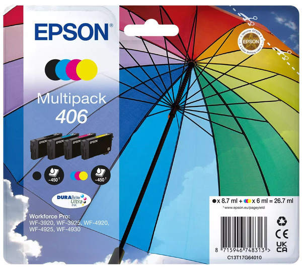 Original Epson 406 | C13T17G64010 Tintenpatrone BK/C/M/Y