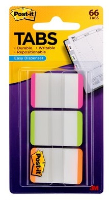 Post-it® Haftnotizen Index Strong Haftmarker farbsortiert 3x 22 Streifen | Grün, Orange, Pink, Weiß