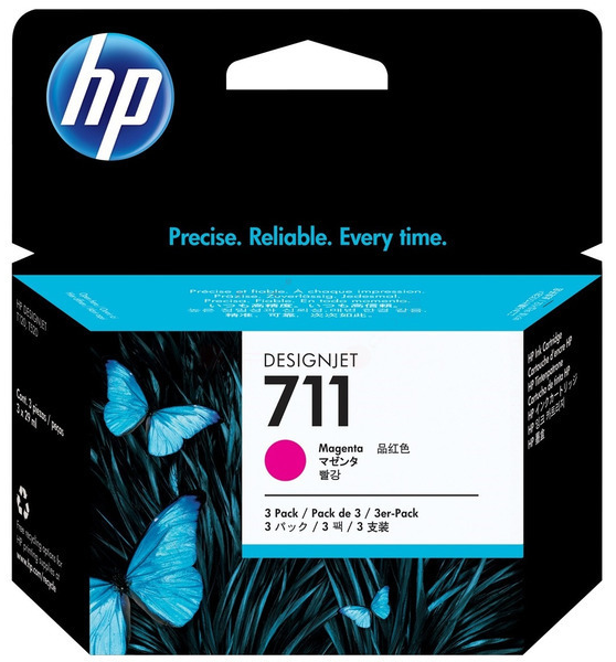 Original HP 711 | CZ135A Tinte Magenta | Spar Set | 3 Stück