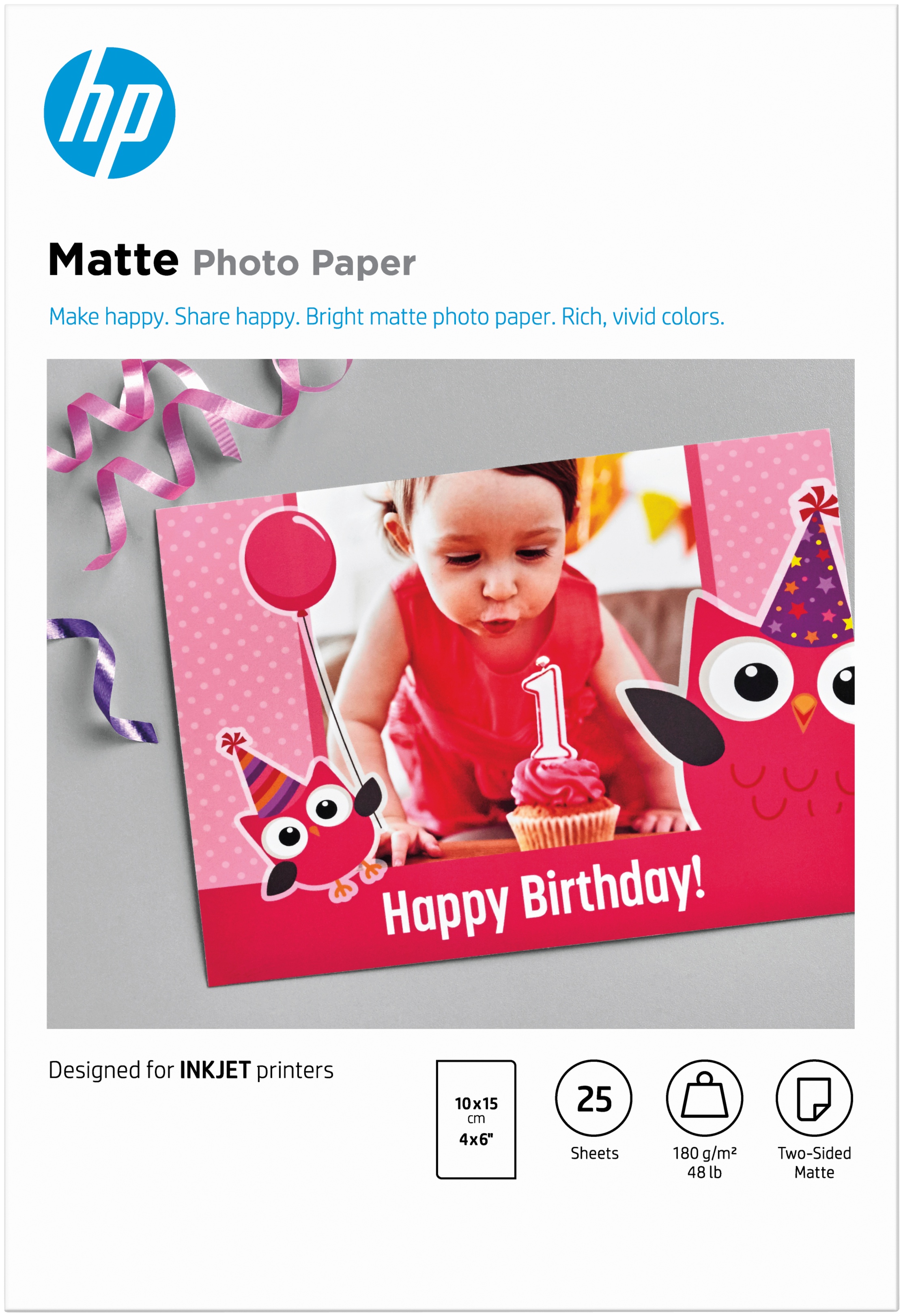 HP Fotopapier 7HF70A Matt | 10x15 cm | 180 g/m² | 25 Blatt