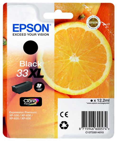 Original Epson 33XL | C13T33514012 Tinte Schwarz XL