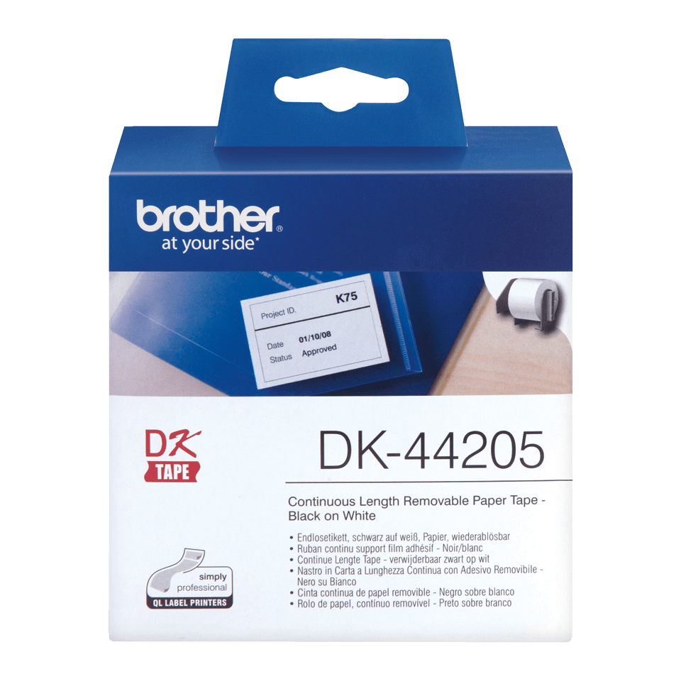 Brother Endlosetikett DK-44205 | 62 mm | Weiß | Papier ablösbar