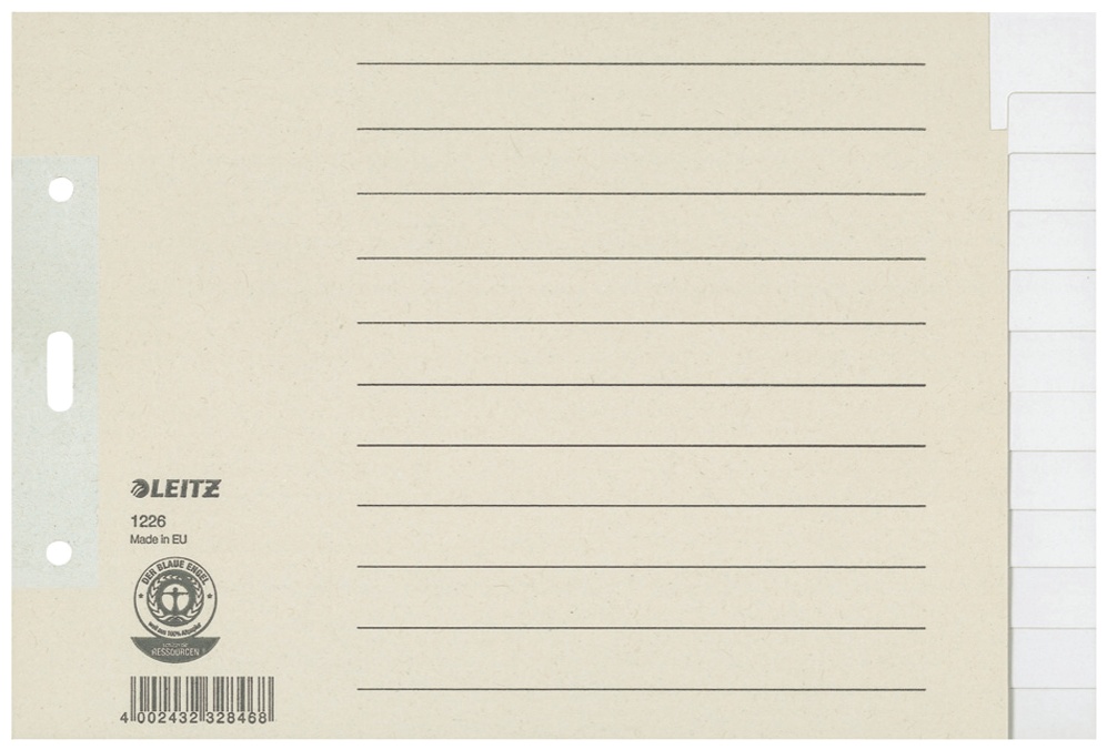 Leitz Register 1226 | DIN A5 | blanko · 12-teilig | Grau