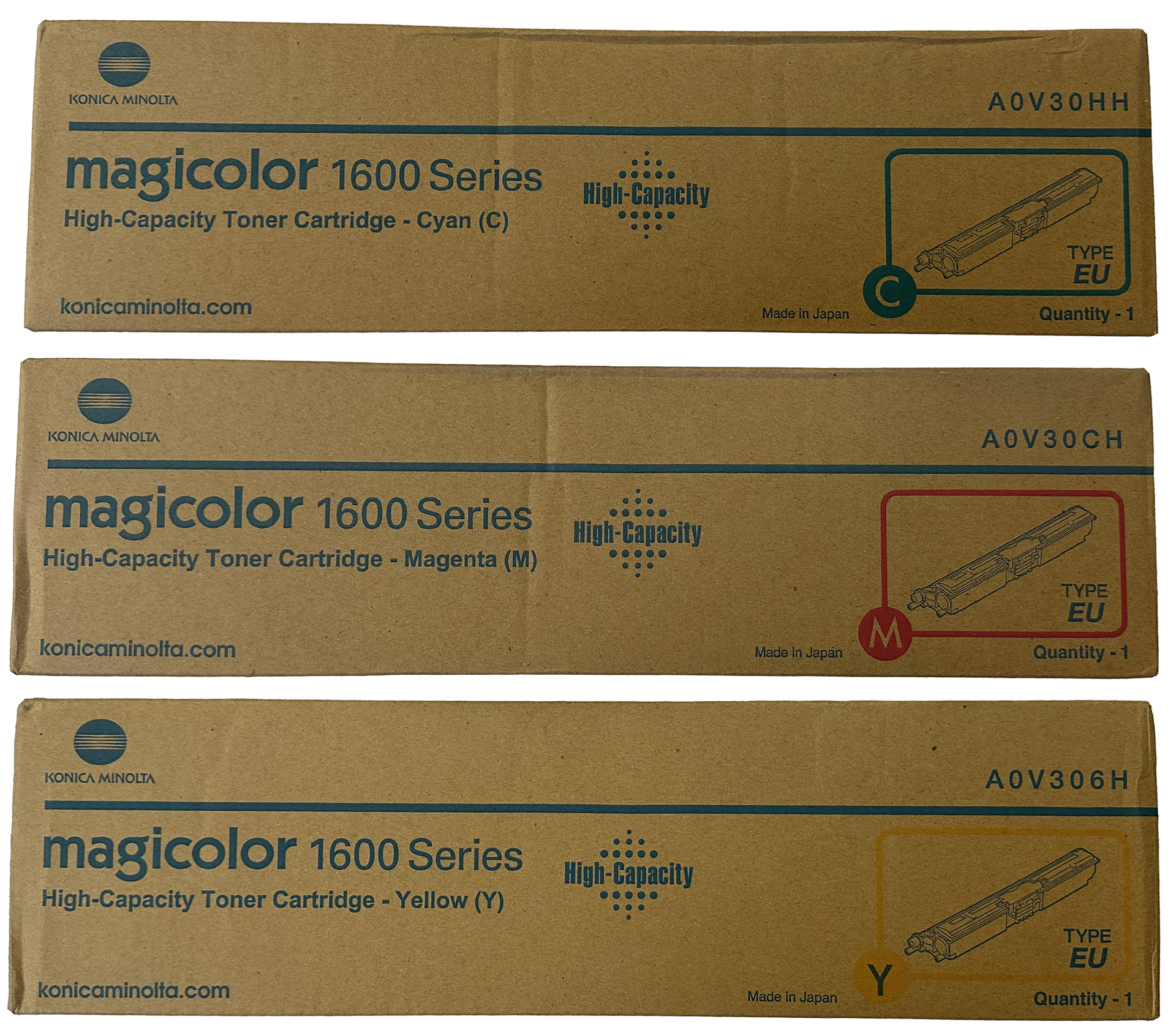 Original Konica Minolta A0V30NH Toner CMY ( 3 Stück )