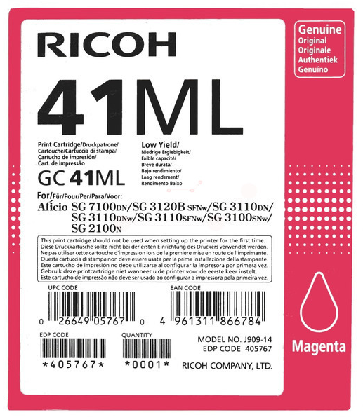 Original Ricoh GC41ML | 405767 Tinte Magenta
