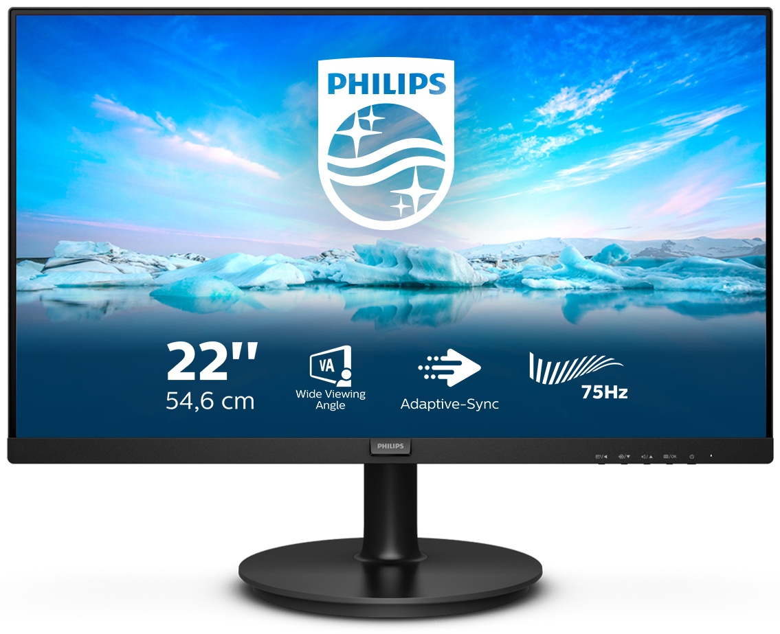 Philips V Line | 222V8LA/00 Monitor 21,5 zoll | 54,6 cm | Full HD | 1920 x 1080 | Schwarz