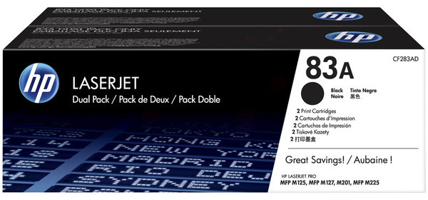 Original HP CF283AD / 83A Toner Schwarz Doppelpack