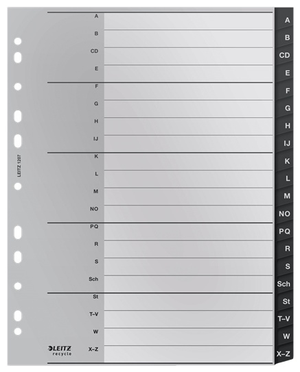 Leitz Register recycle 1207 | DIN A4 | A-Z · 20-teilig | Schwarz