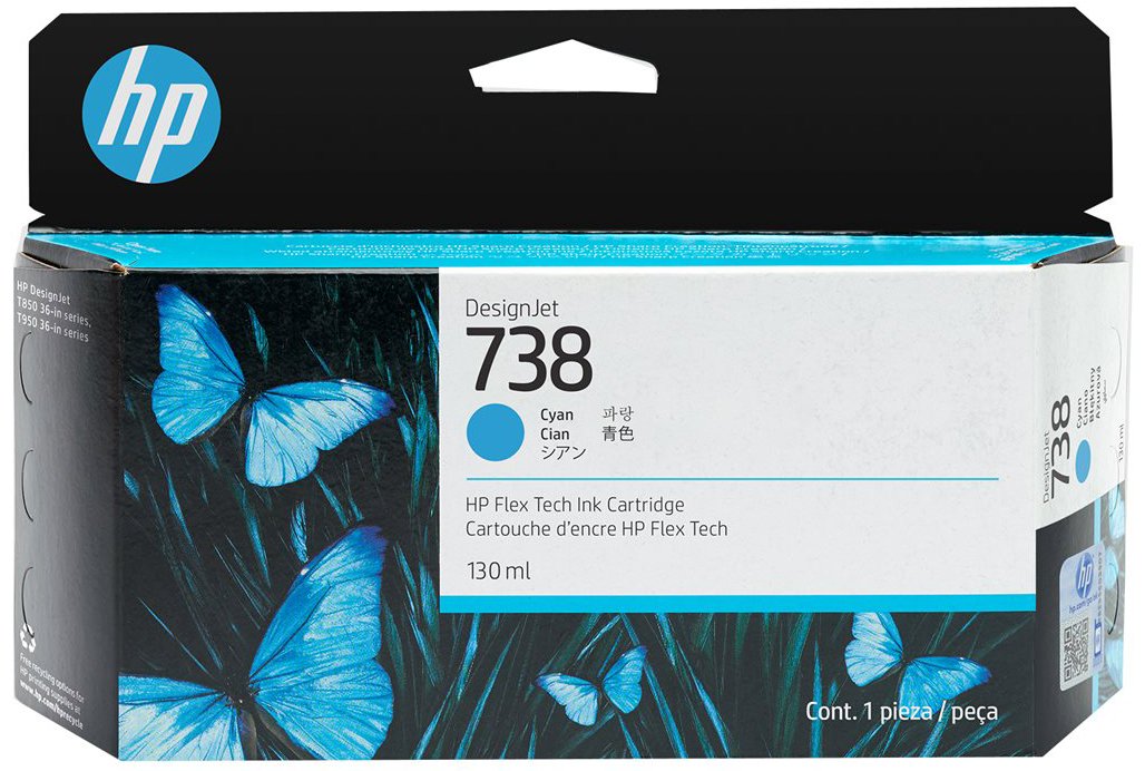 Original HP 738 | 498N5A Tinte Cyan