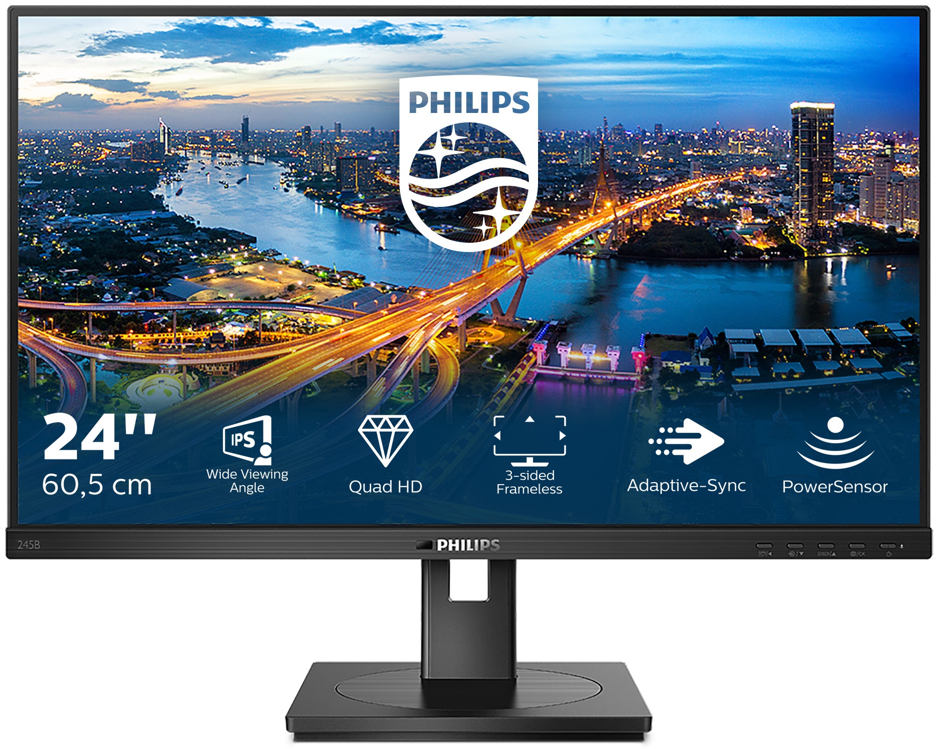 Philips B Line | 245B1/00 Monitor 23,8 zoll | 60,5 cm | WQHD | 2560 x 1440 | Schwarz