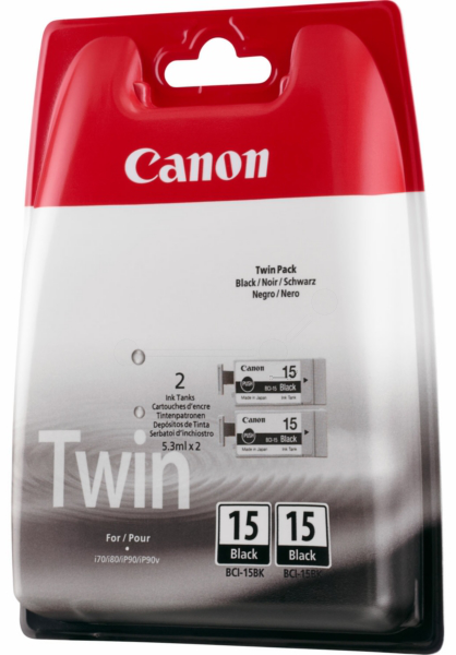 Original Canon 8190A002 | BCI15BK Tinte Schwarz | 2 Stück