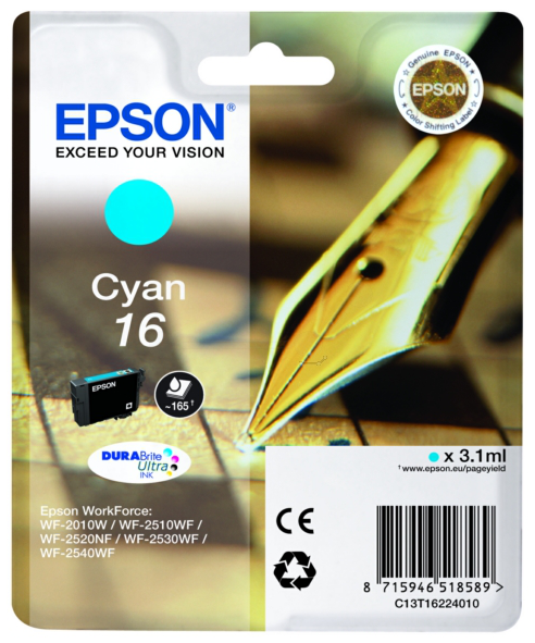 Original Epson 16 | C13T16224012 Tinte Cyan