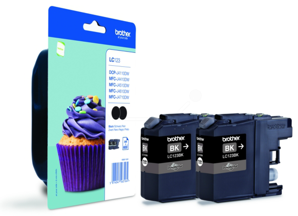 Original Brother LC123BKBP2DR Tinte Schwarz Doppelpack