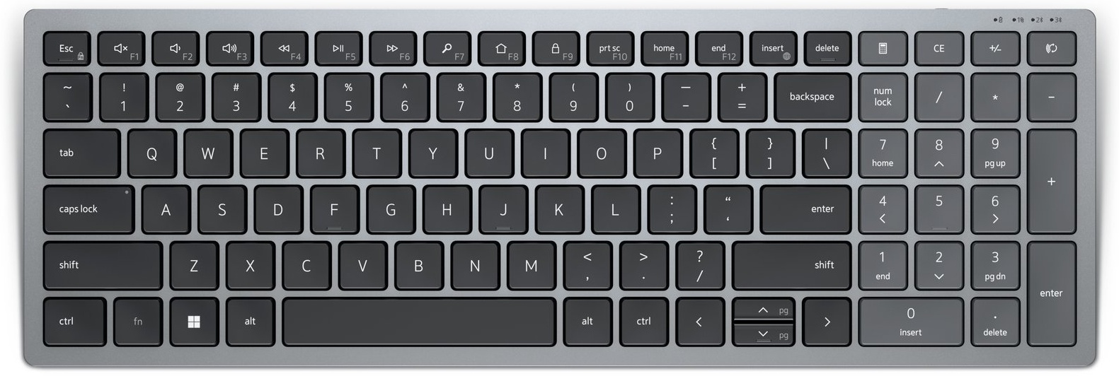 Dell KB740 Tastatur | Funk + Bluetooth | QWERTZ (DE) | mit Ziffernblock | 2× AA-Batterie | Grau