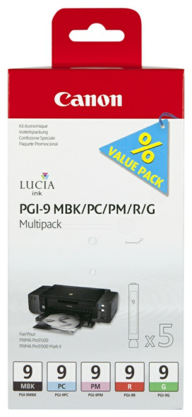 Original Canon 1033B013 | PGI9 Tinte MBK|PC|PM|R|G Spar Set