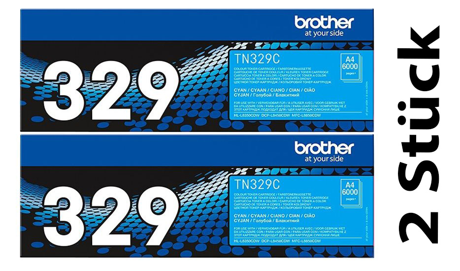Original Brother TN329CTWIN Toner Cyan ( 2 Stück ) ( A-Ware )