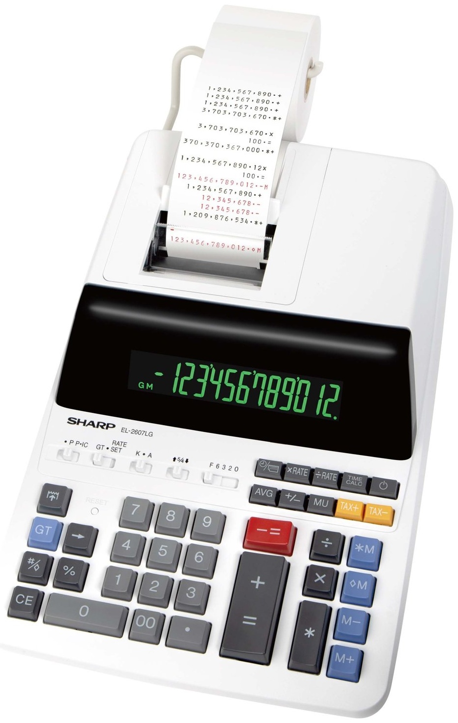 Sharp EL-2607LG Druckender Tischrechner | 12 Stellen | Netzbetrieb + Batterie | Steuerberechnung | Lichtgrau