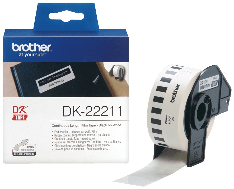 Brother Endlosetikett DK22211 | 29 mm | Weiß