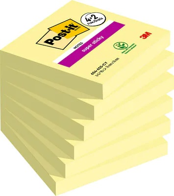 Post-it® Haftnotizen Super Sticky Notes | Gelb | 90 Blatt/Block | 4er-Pack