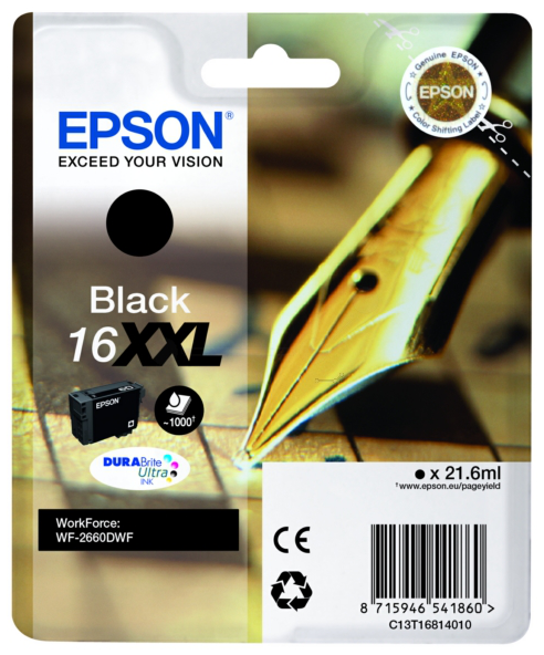 Original Epson 16XXL | C13T16814012 Tinte Schwarz XXL