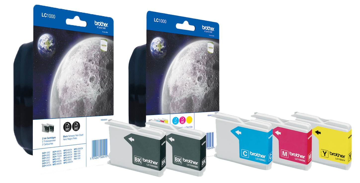 Original Brother LC1000VALBPDR Tinte ( 2x BK & C/M/Y ) Spar Set ( 2024 - 2025 )