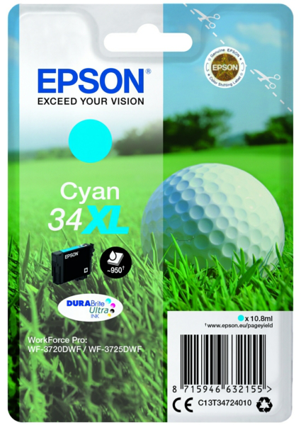 Original Epson 34XL | C13T34724010 Tinte Cyan XL