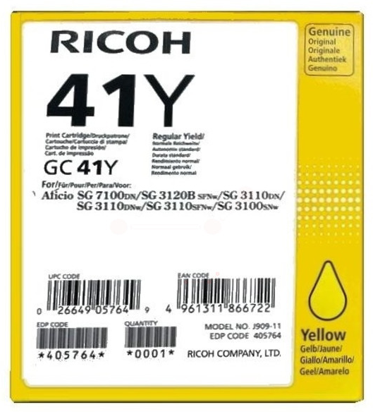 Original Ricoh GC41Y | 405764 Tinte Gelb XL