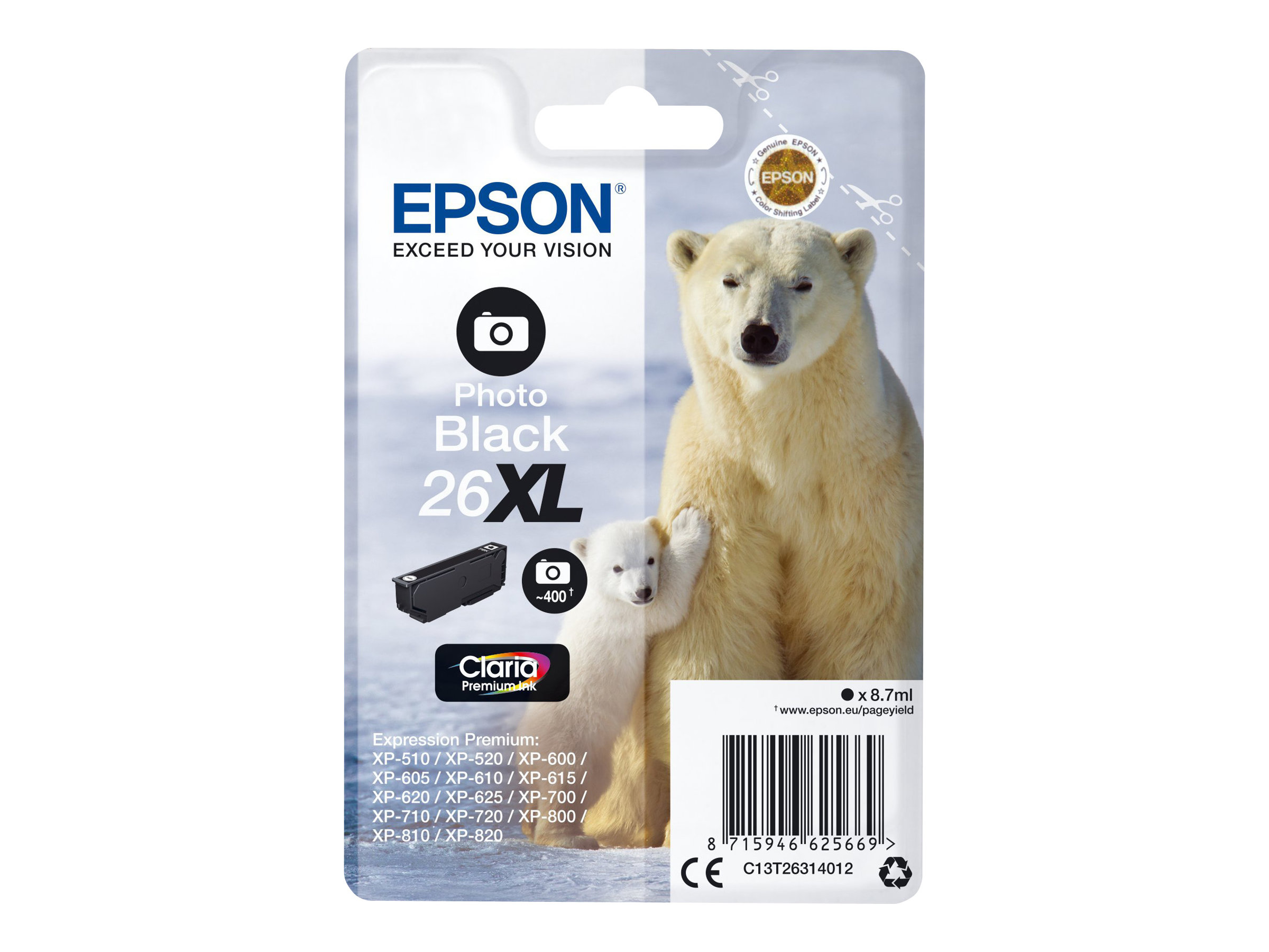 Original Epson 26XL | C13T26314012 | C13T26314022 Tinte Foto Schwarz XL
