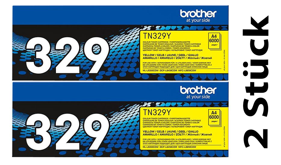 Original Brother TN329YTWIN Toner Gelb ( 2 Stück )