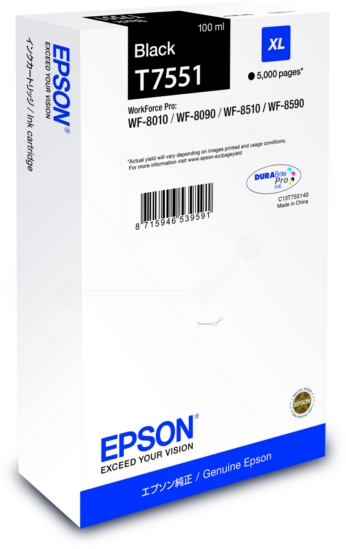 Original Epson T7551 | C13T755140 | C13T75514N Tinte Schwarz XL