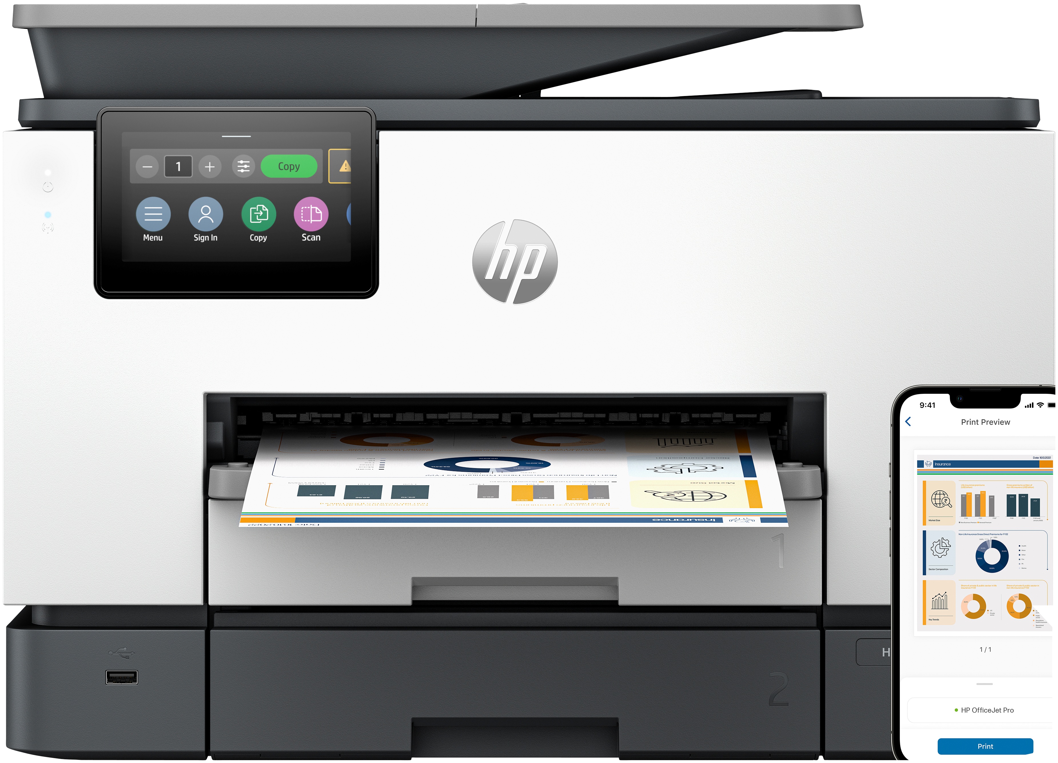 HP OfficeJet Pro 9130b Farb Tinten Multifunktionsdrucker | A4 | 25 S./Min | Duplex | WLAN