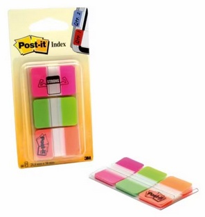 Post-it® Haftnotizen Index Strong Haftmarker farbsortiert 3x 22 Streifen | Grün, Orange, Violett