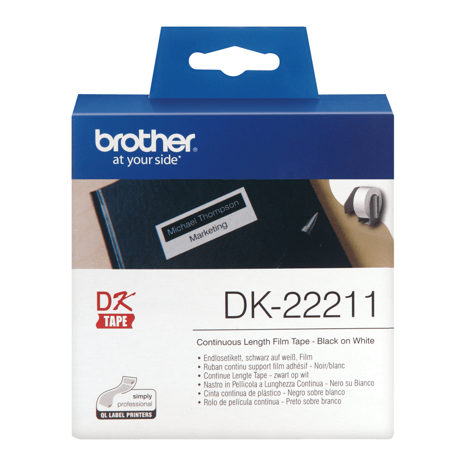 Brother Endlosetikett DK-22211 | 29 mm | Weiß | Folie