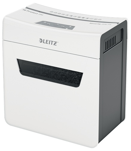Leitz IQ 3M Protect Premium Aktenvernichter | P-5 Mikroschnitt | 3 Blatt | 10 l | Grau/Weiß