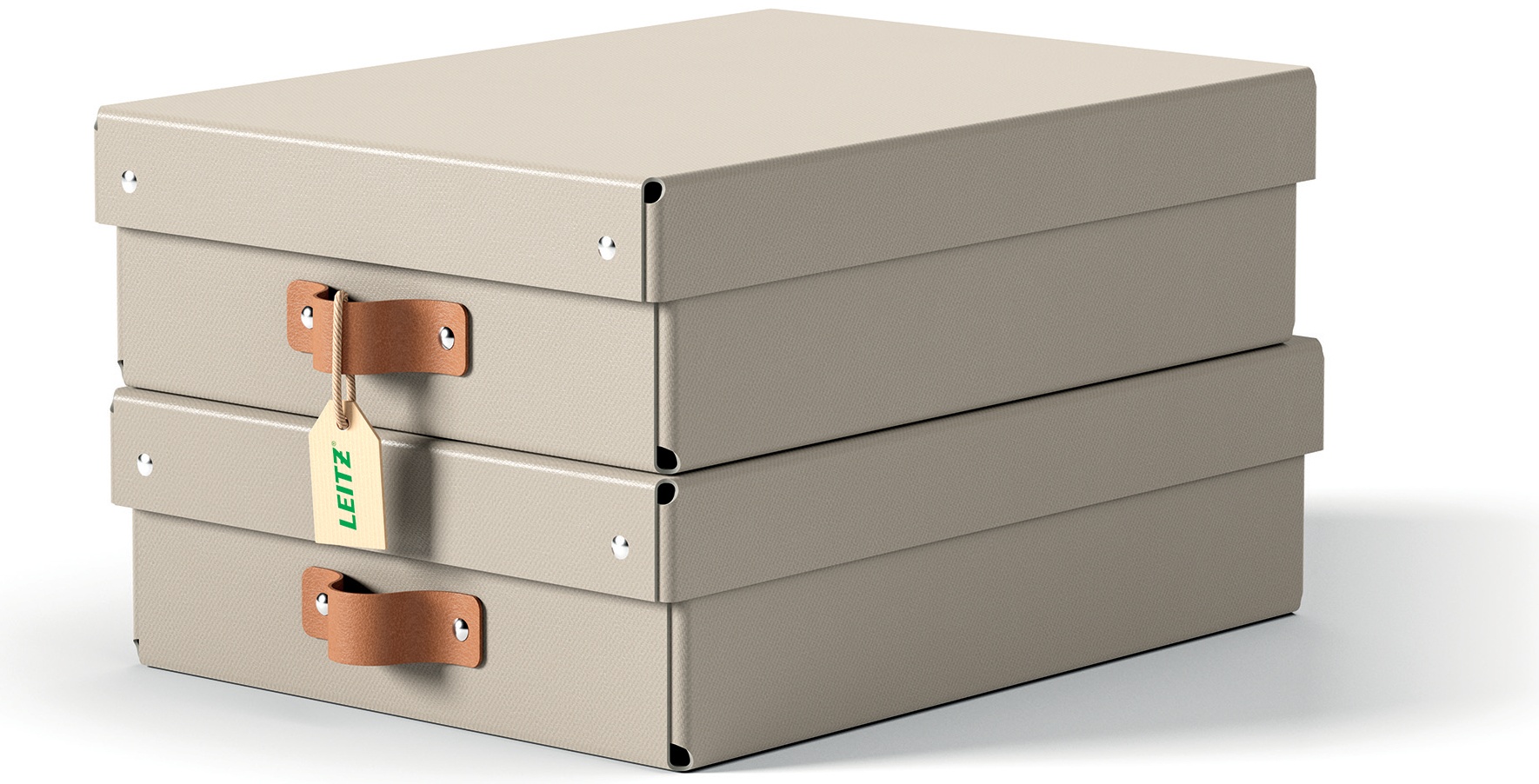 Leitz Aufbewahrungsbox Puro | 8 l | 27 x 37 x 10 cm | Beige | 2er-Pack