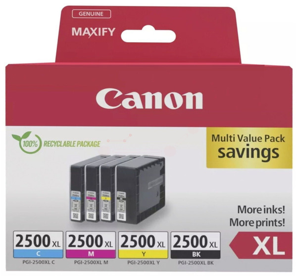 Canon PGI-2500 XL BK/C/M/Y  | 9254B010 schwarz, cyan, magenta, gelb Druckerpatronen, 4er-Set