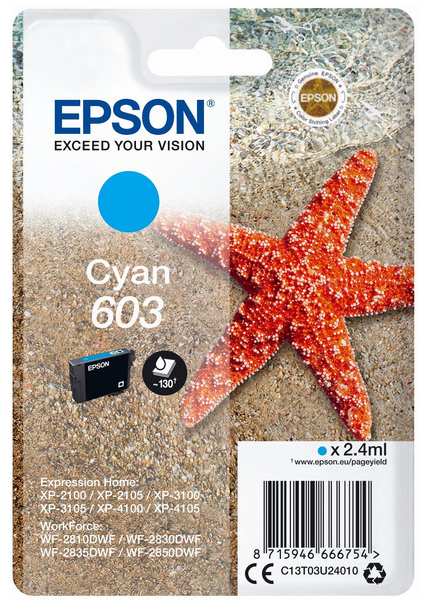 Original Epson 603 | C13T03U24010 Tinte Cyan