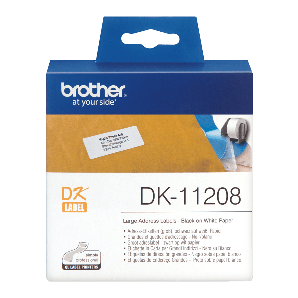 Brother Etikettenrolle DK-11208 | 38x90 mm | Weiß | Papier