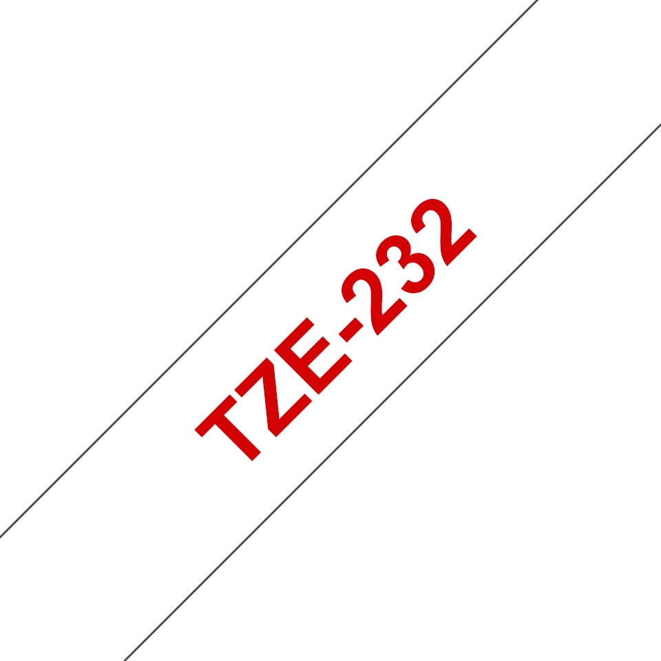 Brother Schriftband TZe-232 | 12 mm | Rot auf Weiß | 8 m