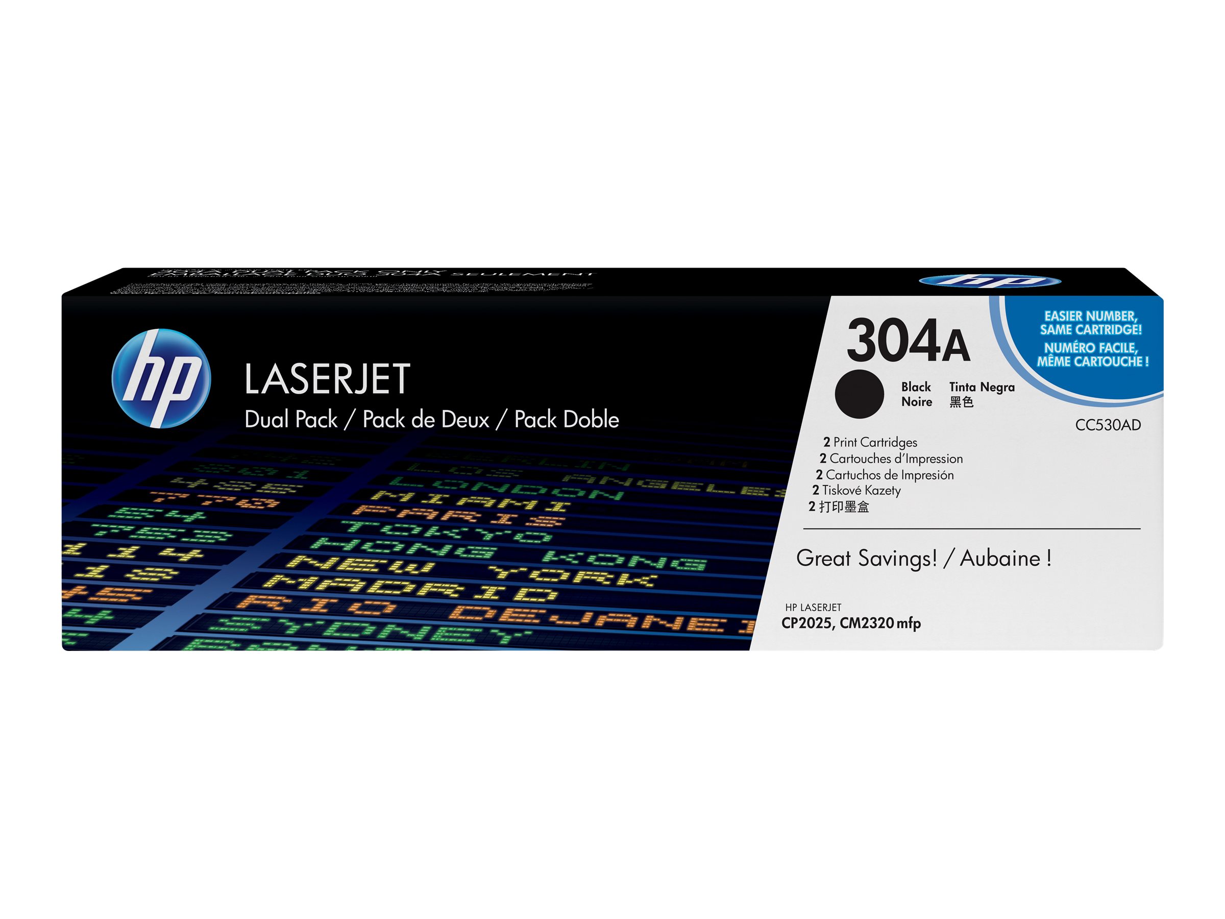 Original HP CC530AD | 304A Toner Schwarz Doppelpack