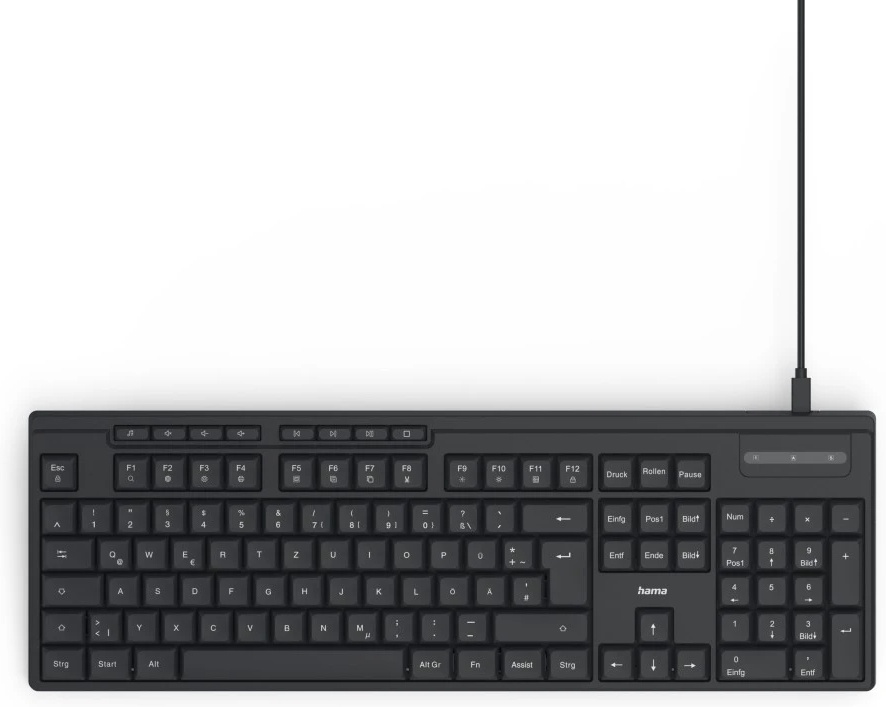 Hama CK-200 Tastatur | Kabel (USB) | QWERTZ (DE) | mit Ziffernblock | Schwarz