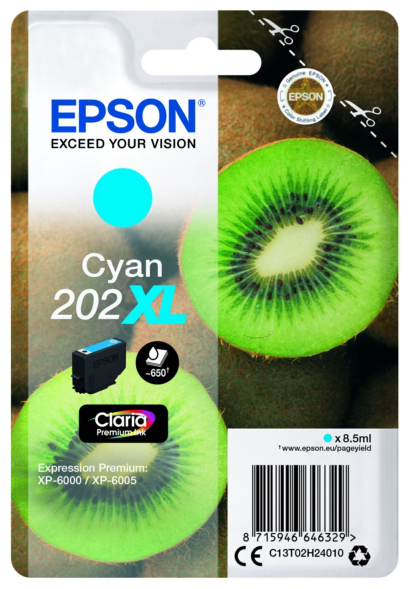 Original Epson 202XL | C13T02H24010 Tinte Cyan XL