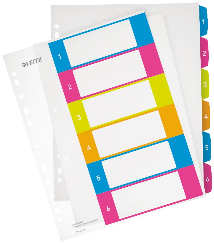 Leitz Register WOW | DIN A4 | 1-6 · 6-teilig | Mehrfarbig