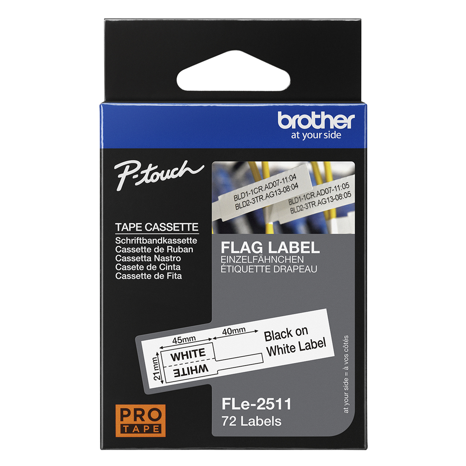 Brother Einzeletikett FLe-2511 | 45x21 mm | Schwarz auf Weiß | Folie