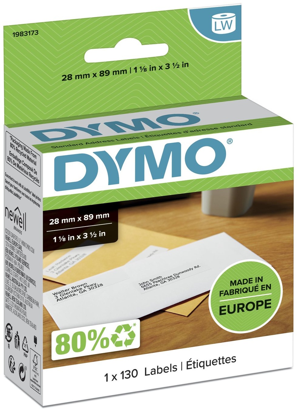 Dymo Etikettenrolle 1983173 | 28x89 mm | Weiß