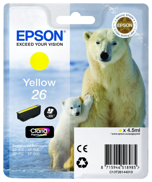 Original Epson 26 | C13T26144012 Tinte Gelb