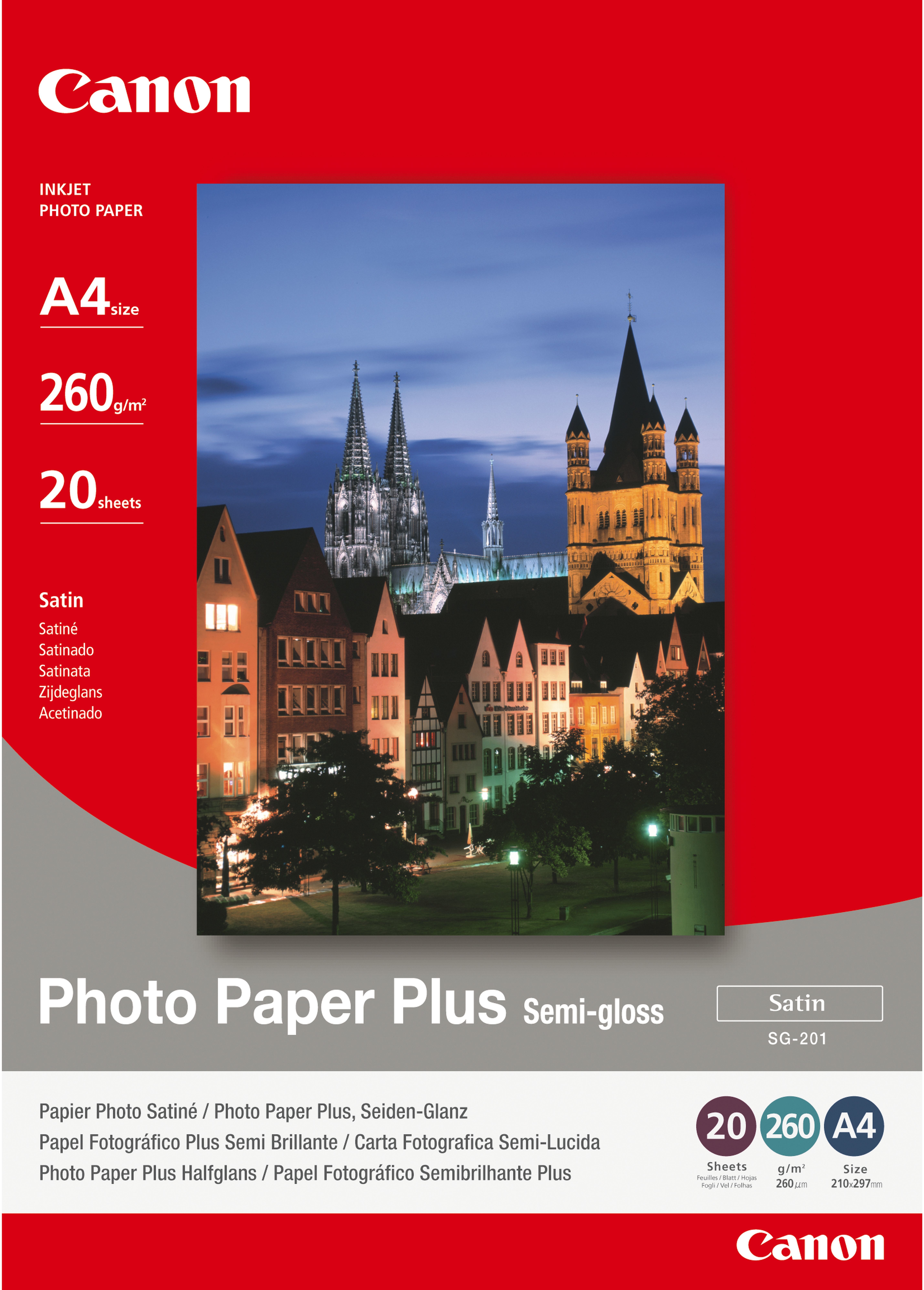 Canon Fotopapier SG-201 Satiniert | A4 | 260 g/m² | 20 Blatt
