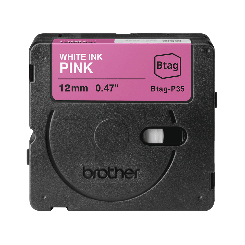 Brother Schriftband Btag BTAGP35 | 12 mm | Weiß auf Pink | 4 m