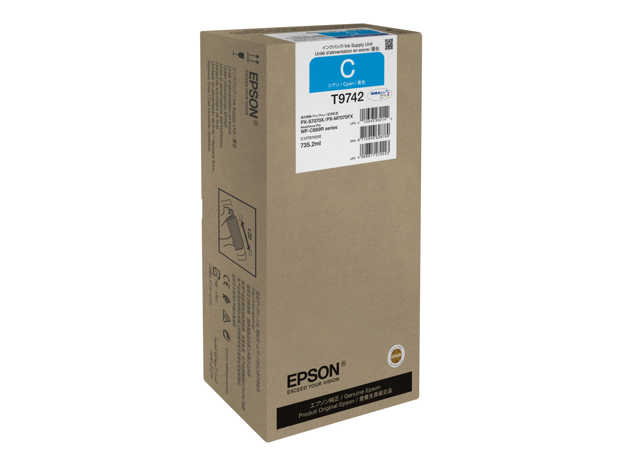 Original Epson T9742 | C13T974200 | C13T97420N Tinte Cyan XL