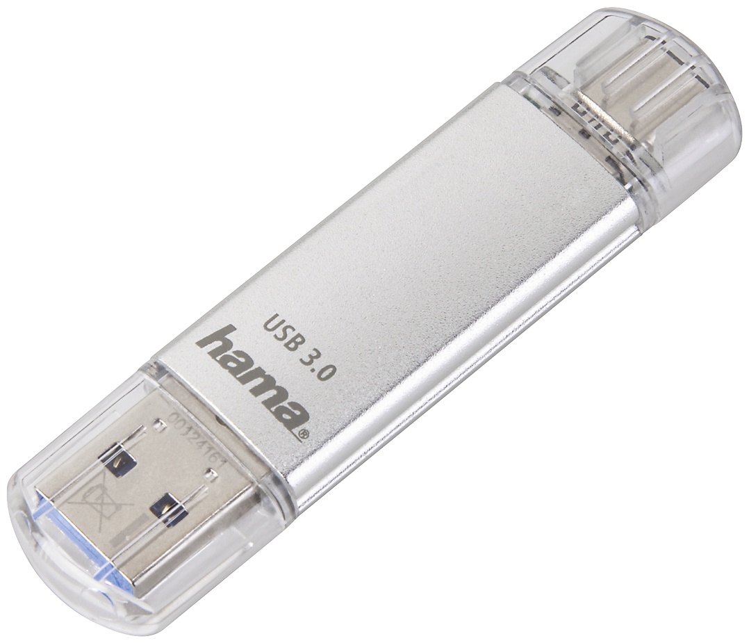 Hama C-Laeta USB-Stick | 256 GB | USB 3.2 Gen 1 (USB-A + USB-C) | 70 MB/s | Silber